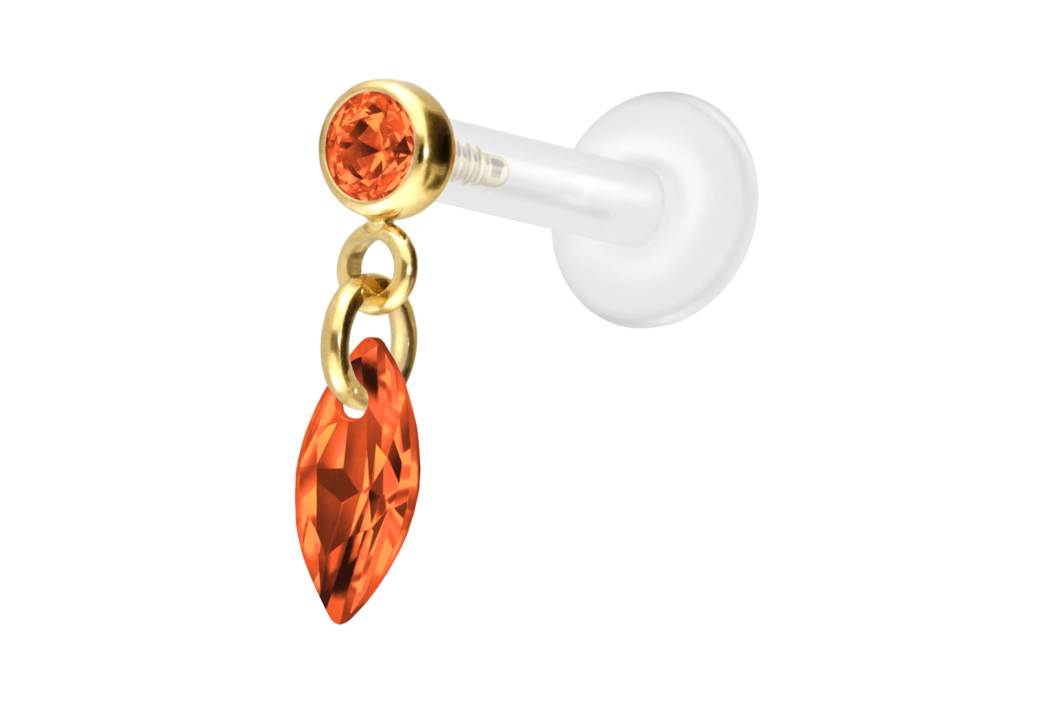 PTFE Labret Piercing mit Innengewinde + Titan-Aufsatz KRISTALLOVAL